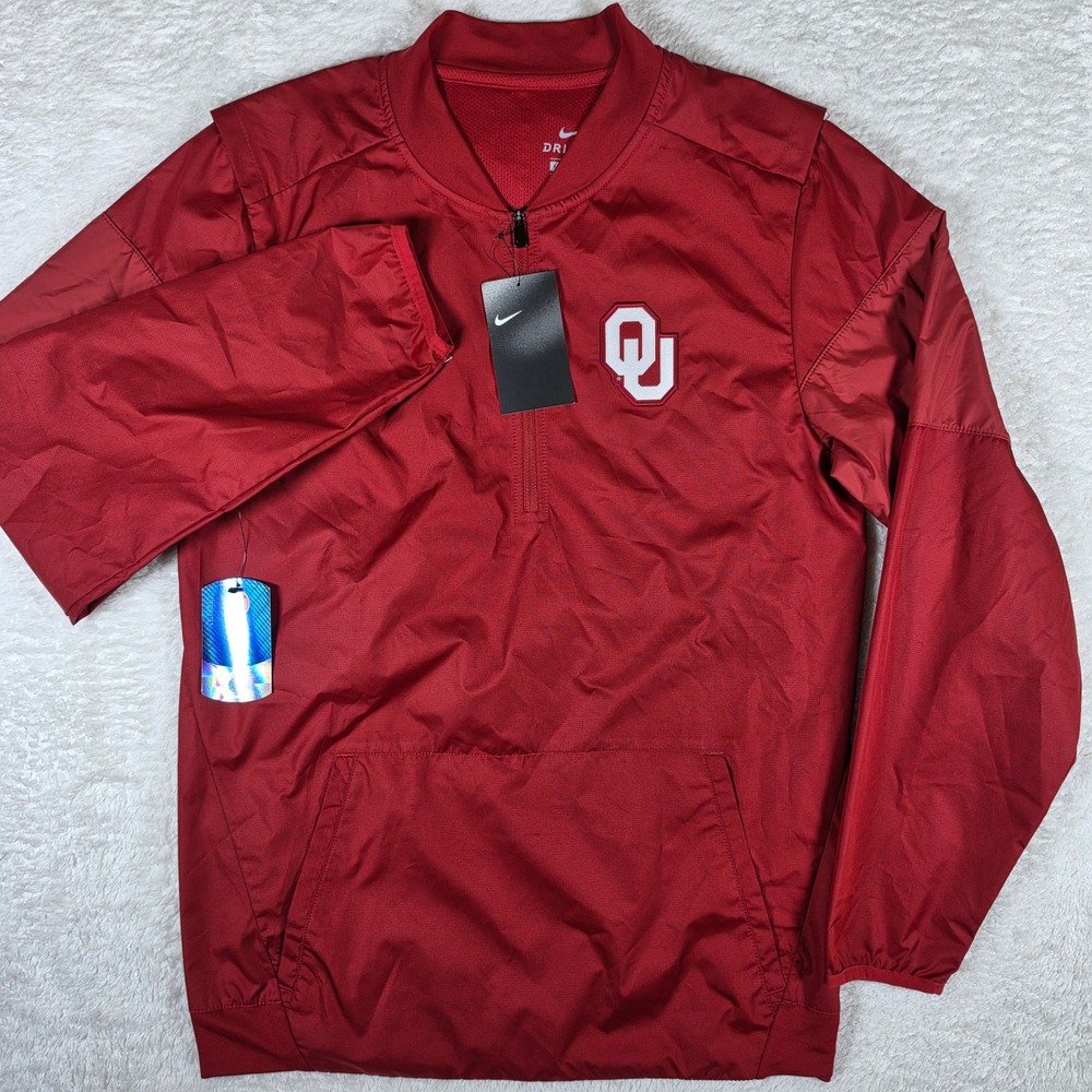 NEW Nike 34445X-OK1 Oklahoma Sooners Mens Small Crimson 1/4 Zip L/S Jacket